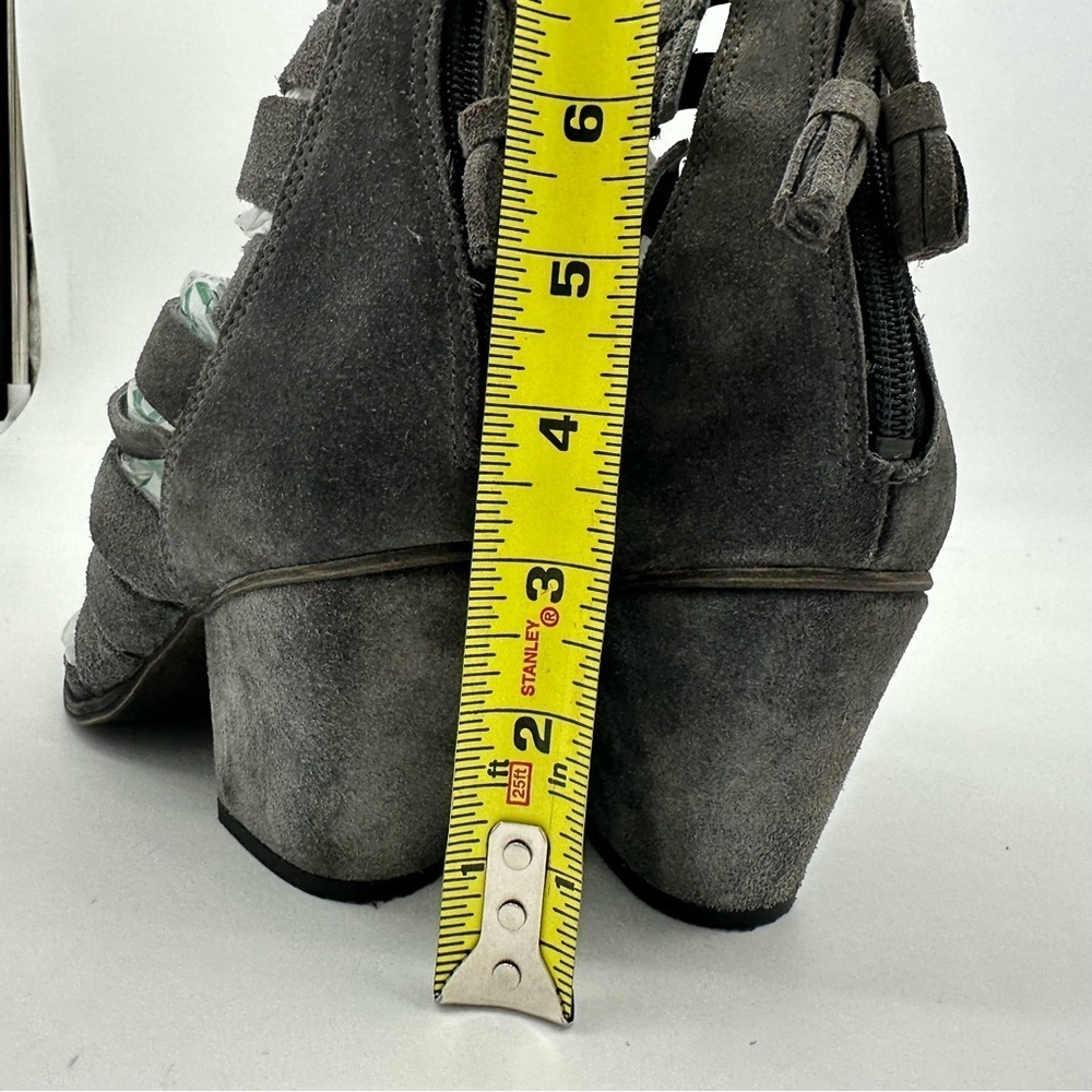 Free People Cayman Strappy Hybrid Gray Suede Open Toe Chunky  Heels 38 (US Sz 7) - Picture 10 of 14